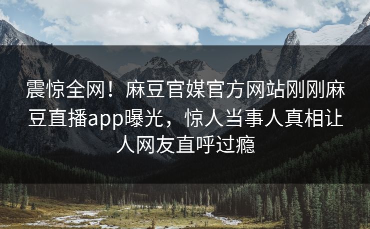 震惊全网！麻豆官媒官方网站刚刚麻豆直播app曝光，惊人当事人真相让人网友直呼过瘾