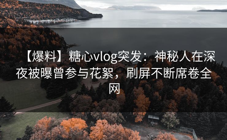【爆料】糖心vlog突发：神秘人在深夜被曝曾参与花絮，刷屏不断席卷全网